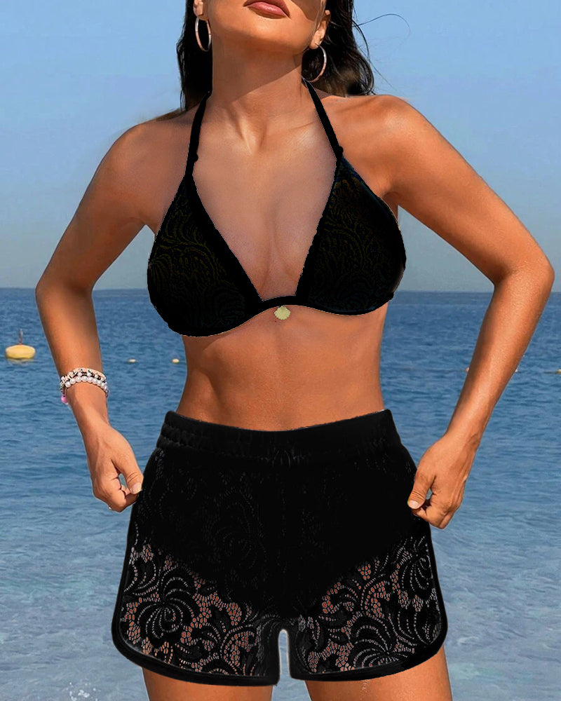 Elegantní jednobarevné krajkové bikiny Laluna® — pohled 8
