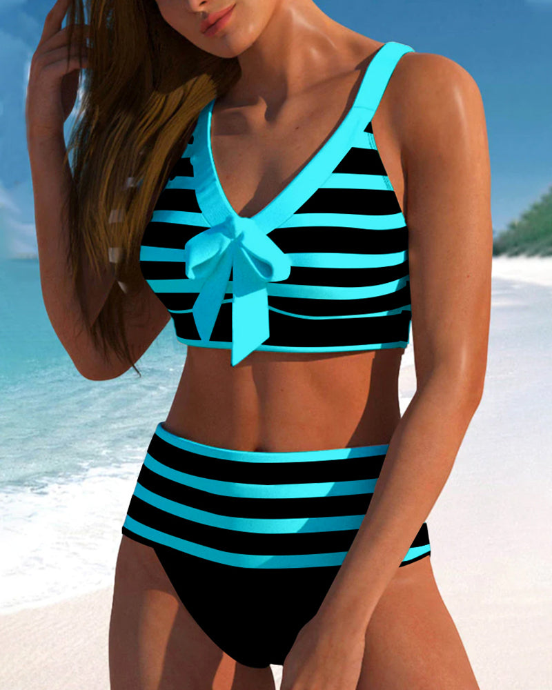 Pruhované bikiny Laluna® s vysokým pasem — pohled 10
