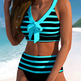 Pruhované bikiny Laluna® s vysokým pasem — pohled 10