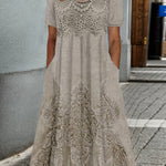ELEGANTNÍ MIDI ŠATY INDIGO S KVĚTINOVÝM POTISKEM — pohled 2