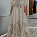 ELEGANTNÍ MIDI ŠATY INDIGO S KVĚTINOVÝM POTISKEM — pohled 2