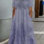ELEGANTNÍ MIDI ŠATY INDIGO S KVĚTINOVÝM POTISKEM — pohled 3