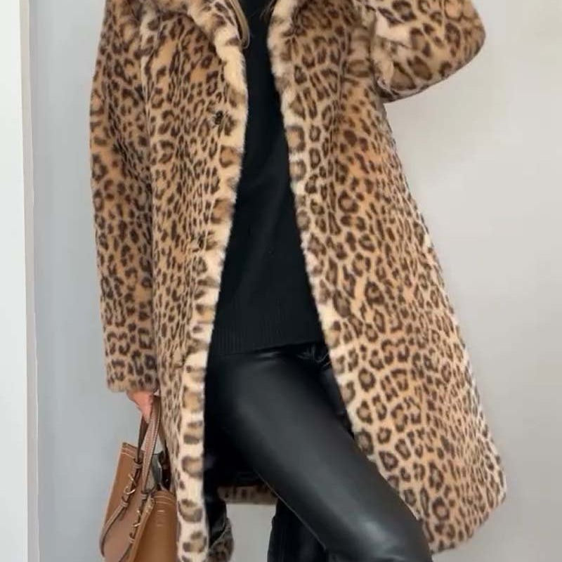 Dlouhý kabát s leopardím vzorem Leia