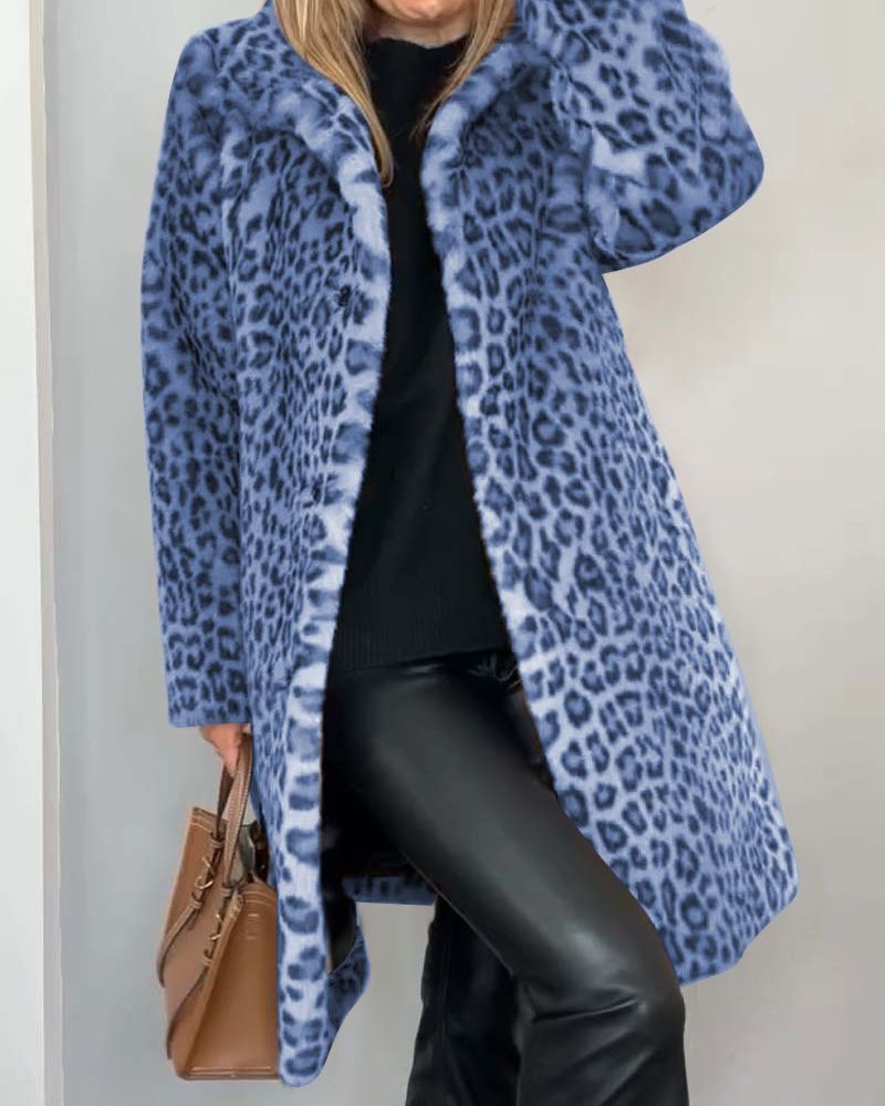 Dlouhý kabát s leopardím vzorem Leia — pohled 3