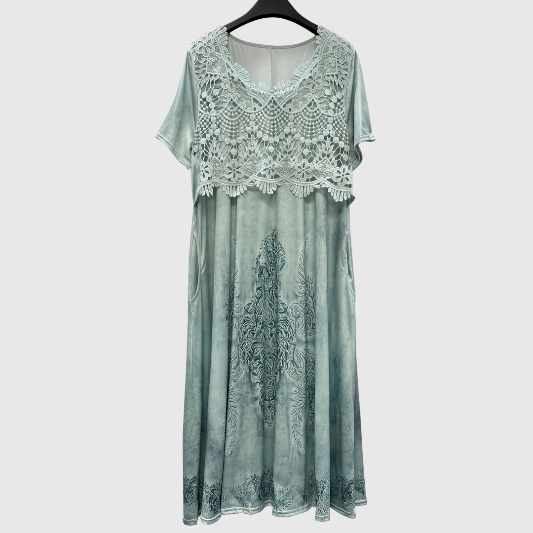 ELEGANTNÍ MIDI ŠATY INDIGO S KVĚTINOVÝM POTISKEM — pohled 9