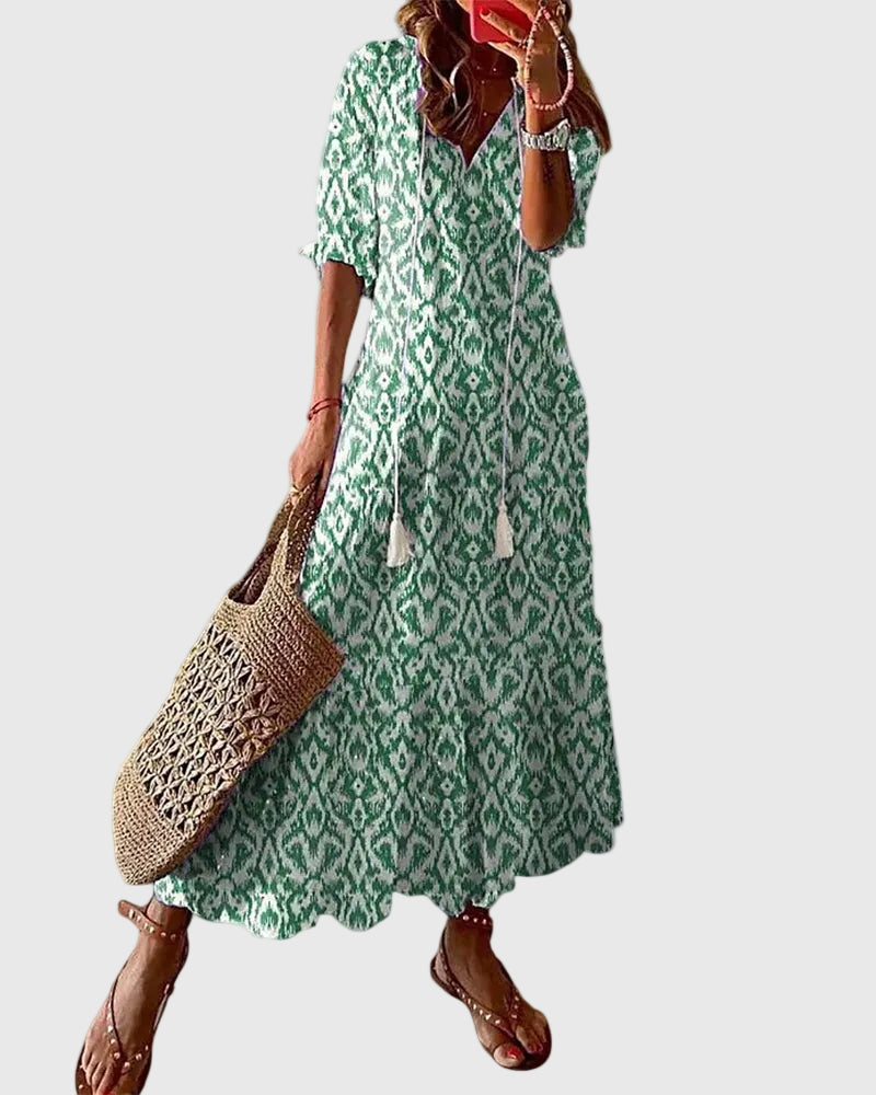Boho vintage maxi šaty Amalia na léto — pohled 2