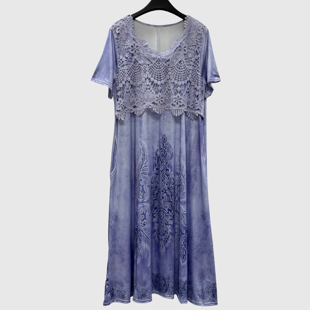 ELEGANTNÍ MIDI ŠATY INDIGO S KVĚTINOVÝM POTISKEM — pohled 8