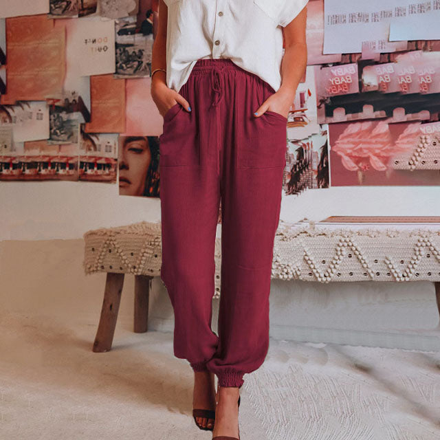 Elegantní jogger kalhoty Kaeli se stahovací šňůrkou — pohled 3