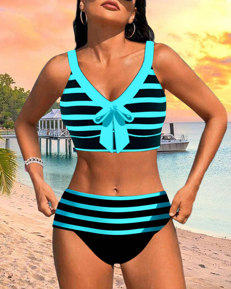 Pruhované bikiny Laluna® s vysokým pasem — pohled 12