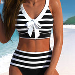 Pruhované bikiny Laluna® s vysokým pasem