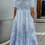 ELEGANTNÍ MIDI ŠATY INDIGO S KVĚTINOVÝM POTISKEM