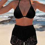 Elegantní jednobarevné krajkové bikiny Laluna® — pohled 3