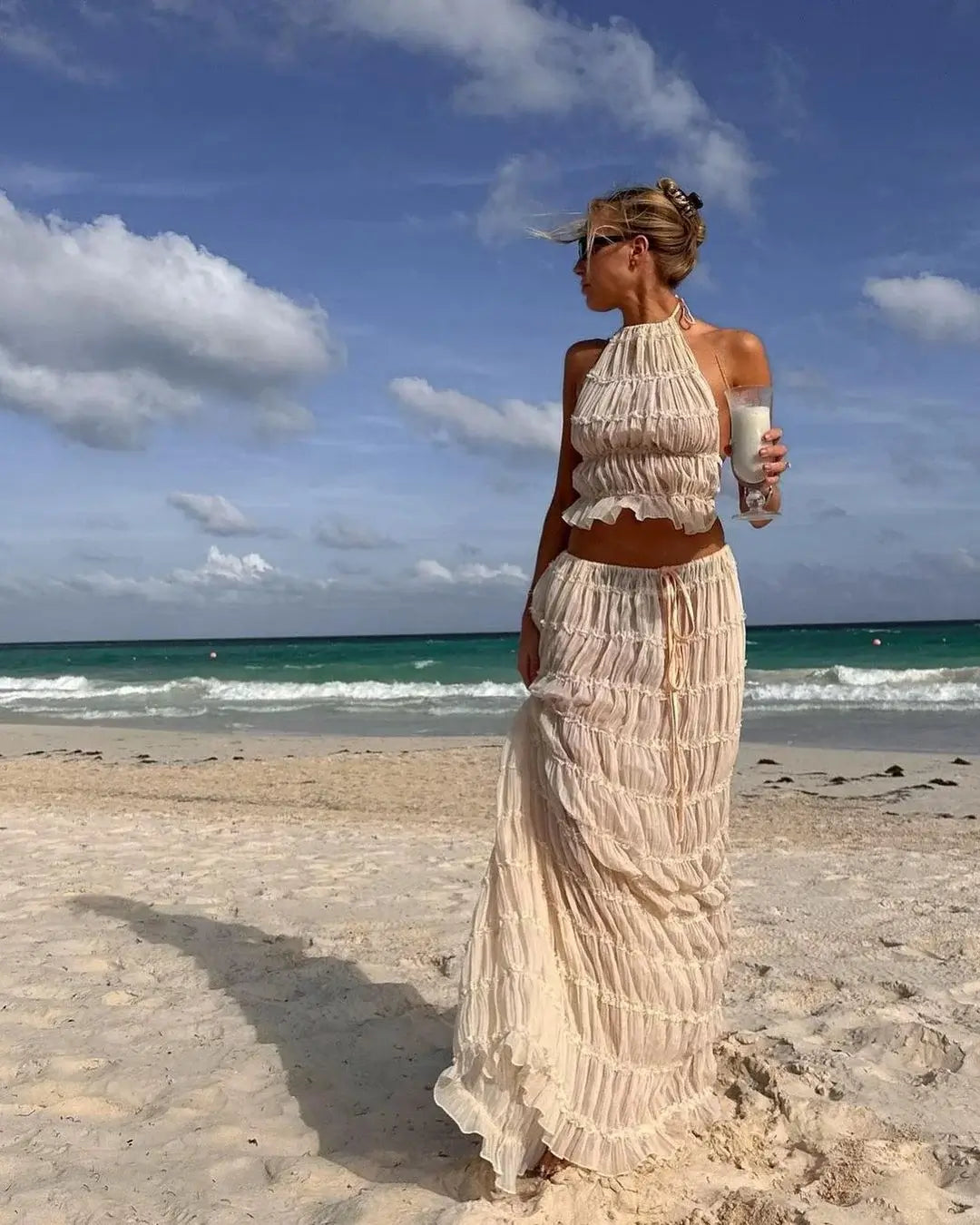 Boho komplet Beatrice s volánky — pohled 4