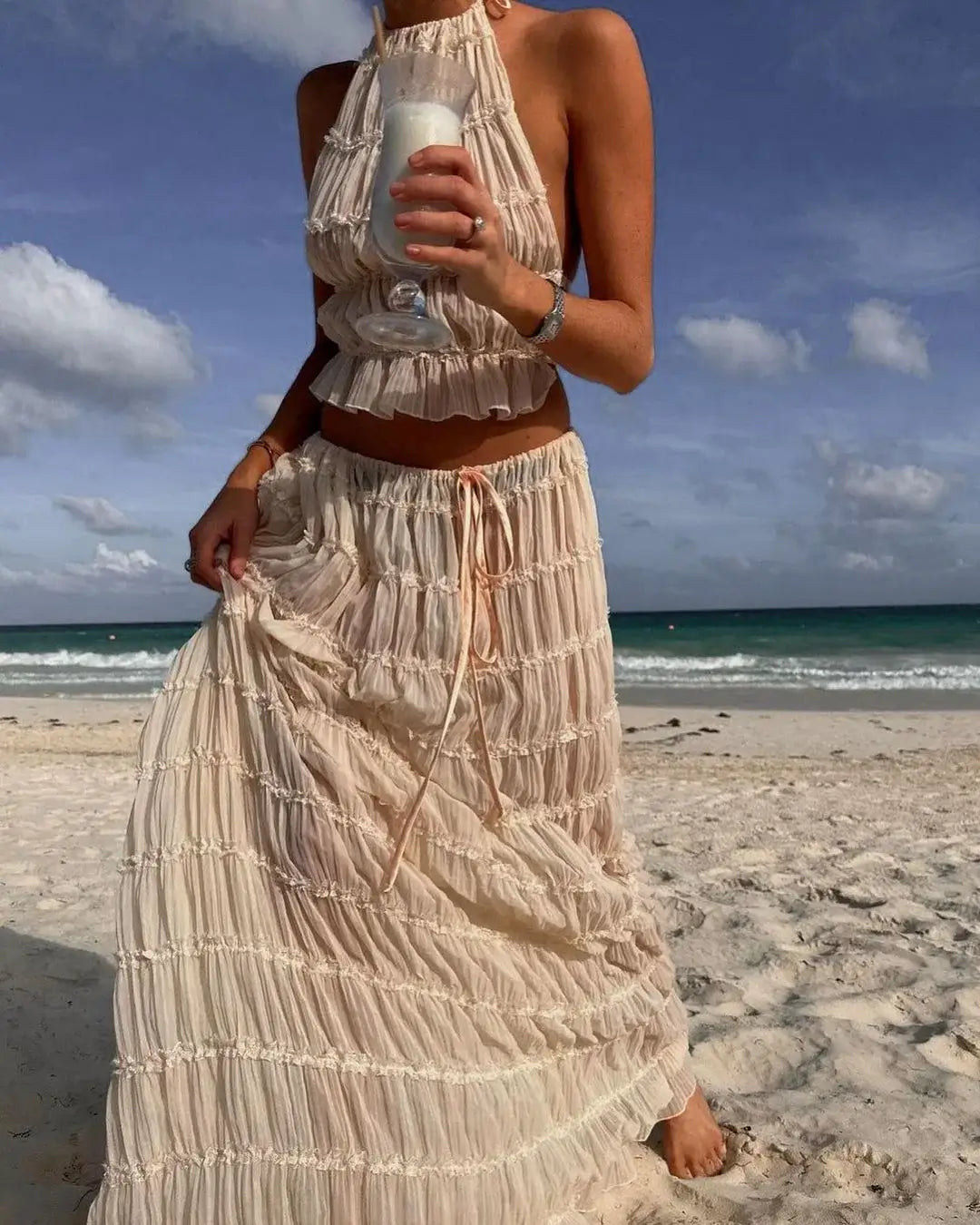 Boho komplet Beatrice s volánky — pohled 5