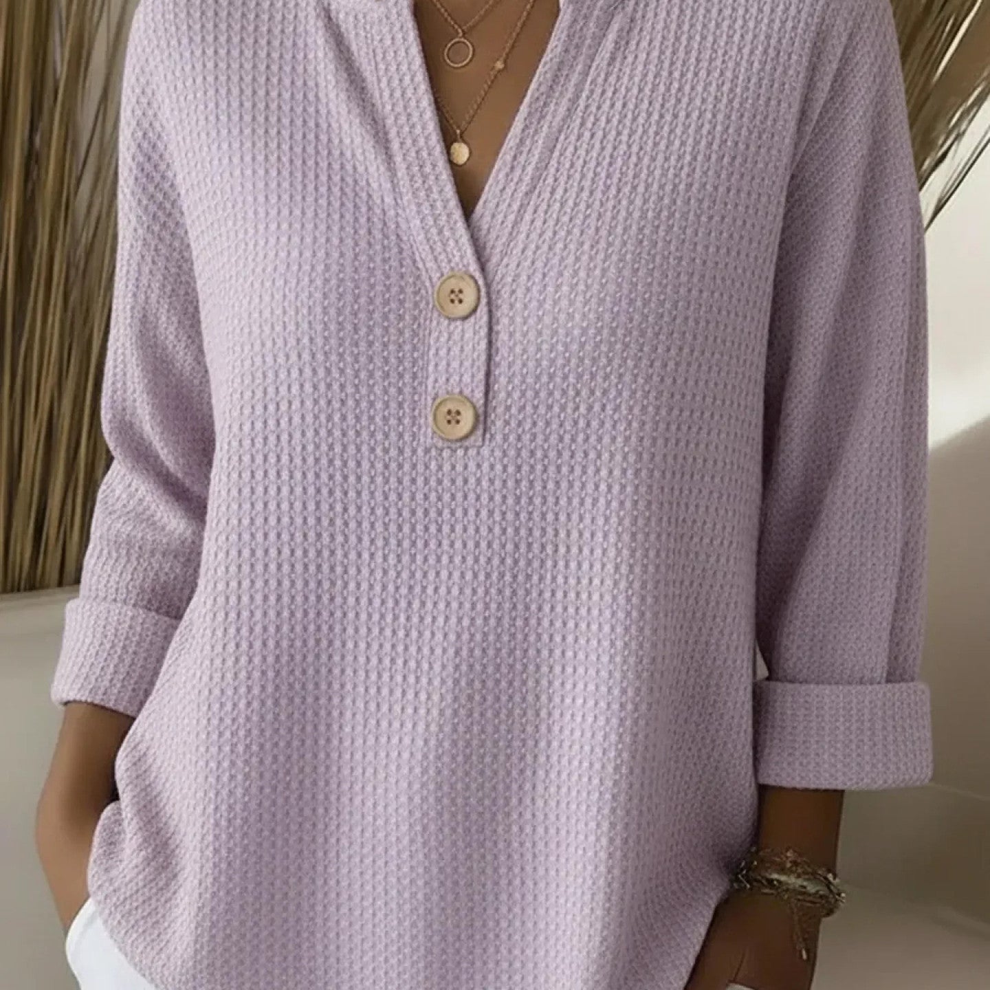 Vaflové henley tričko Lucia s knoflíky