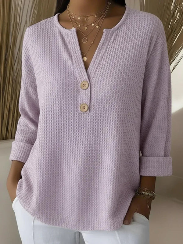 Vaflové henley tričko Lucia s knoflíky