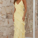 Elegantní letní maxi šaty s volány Luna Fashion House