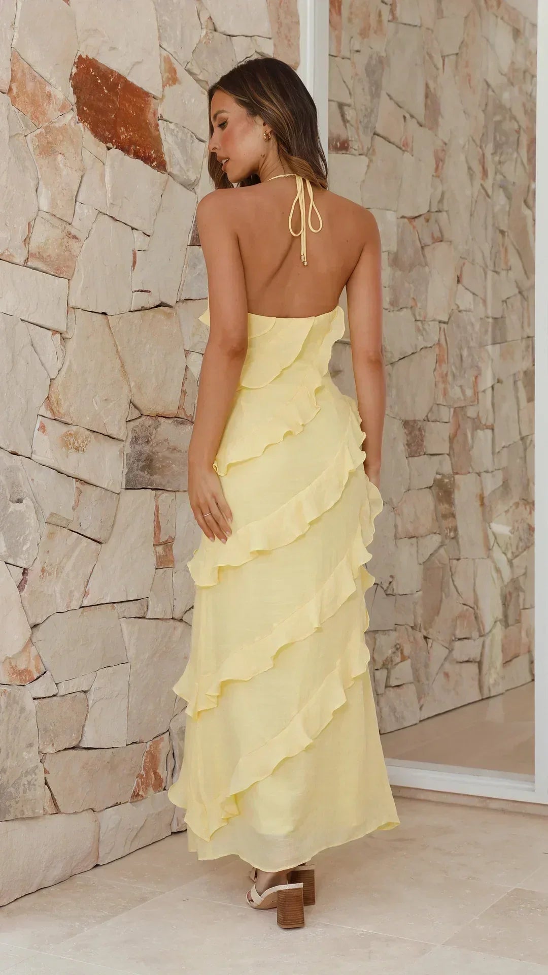 Elegantní letní maxi šaty s volány Luna Fashion House — pohled 3