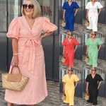 Elegantní midi šaty LYNORA s výstřihem do V — pohled 8