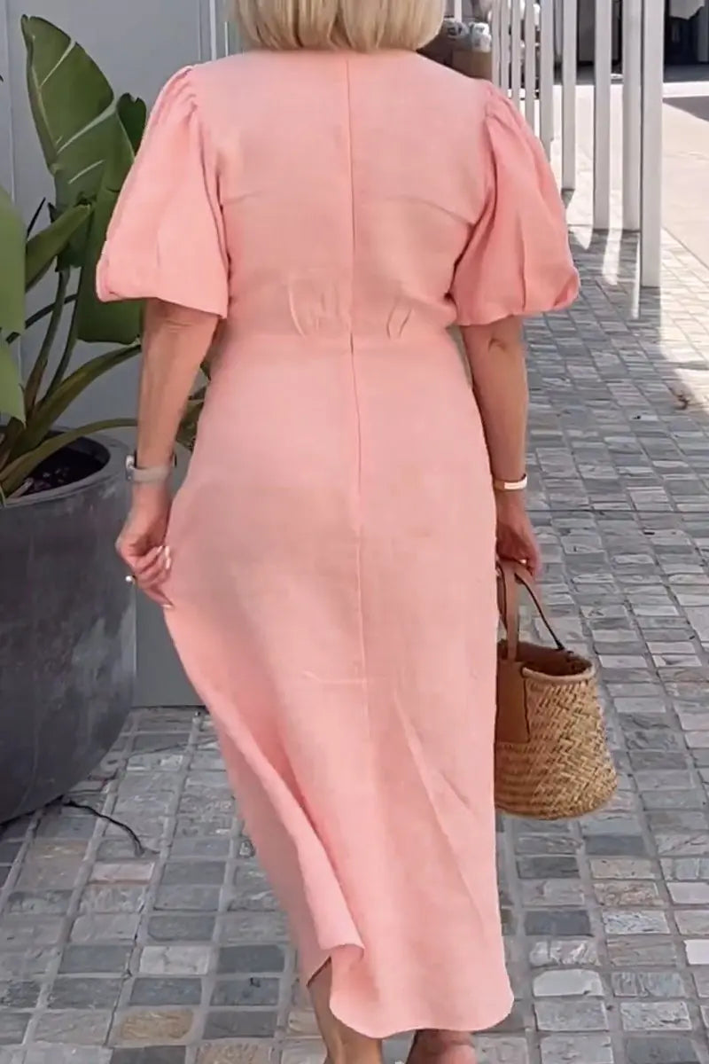 Elegantní midi šaty LYNORA s výstřihem do V — pohled 10