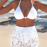 Elegantní jednobarevné krajkové bikiny Laluna® — pohled 2