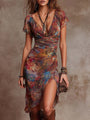 Boho midi šaty s řasením ANDREA