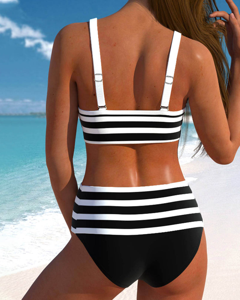 Pruhované bikiny Laluna® s vysokým pasem — pohled 5