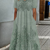 ELEGANTNÍ MIDI ŠATY INDIGO S KVĚTINOVÝM POTISKEM — pohled 4