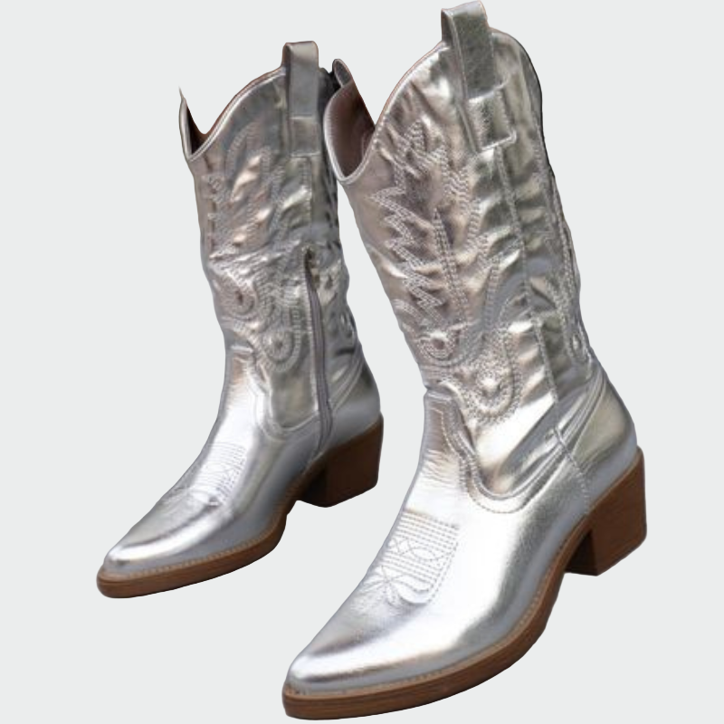 Metalické kovbojské kotníkové boty — pohled 3