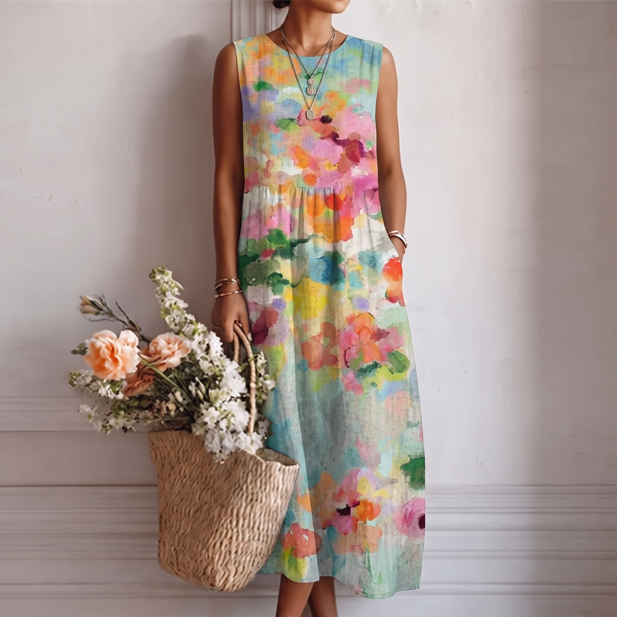 Elegantní midi šaty Carlota s potiskem