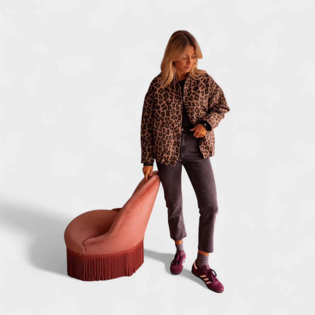 Moderní kabát s leopardím vzorem Rosa — pohled 2