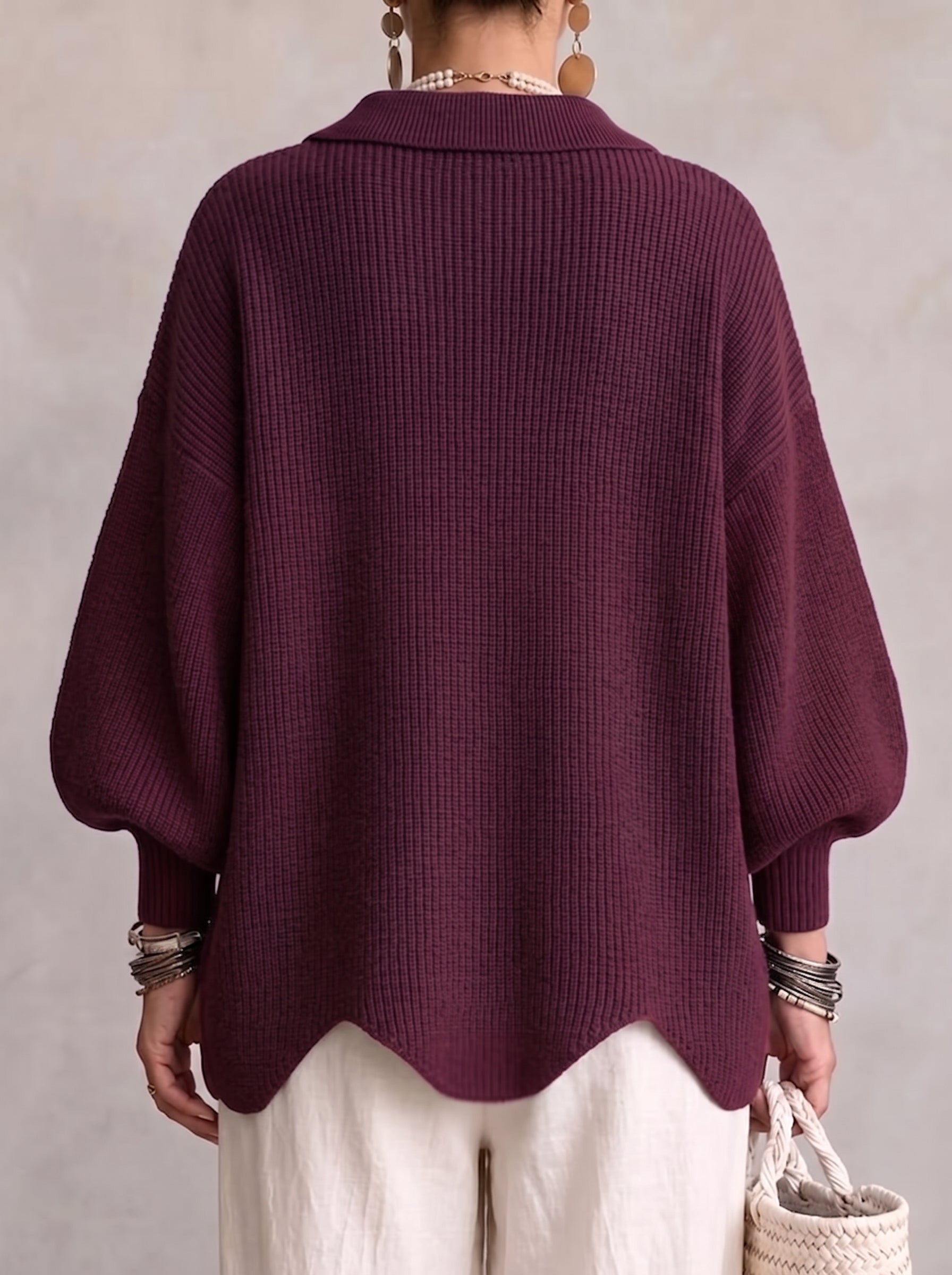 Oversize kardigan Ortensia se zlatými knoflíky — pohled 2