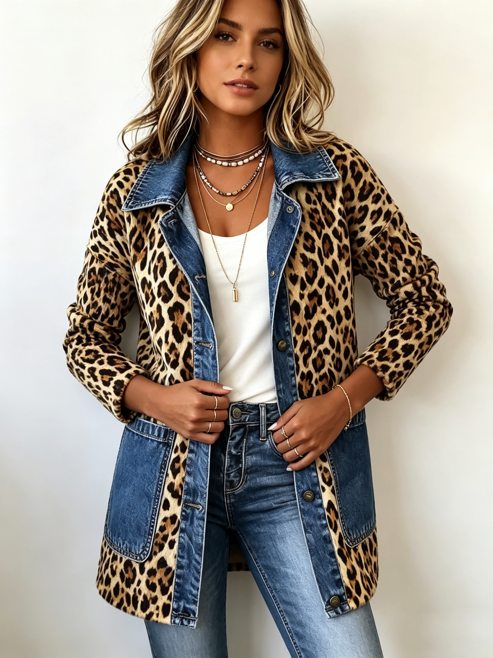 Dlouhá bunda Regina™ s leopardím vzorem