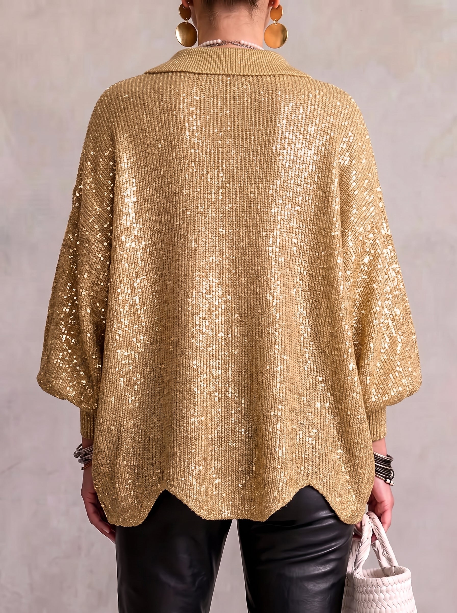 Oversize kardigan Ortensia se zlatými knoflíky — pohled 3