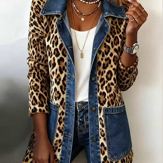 Dlouhá bunda Regina™ s leopardím vzorem — pohled 2