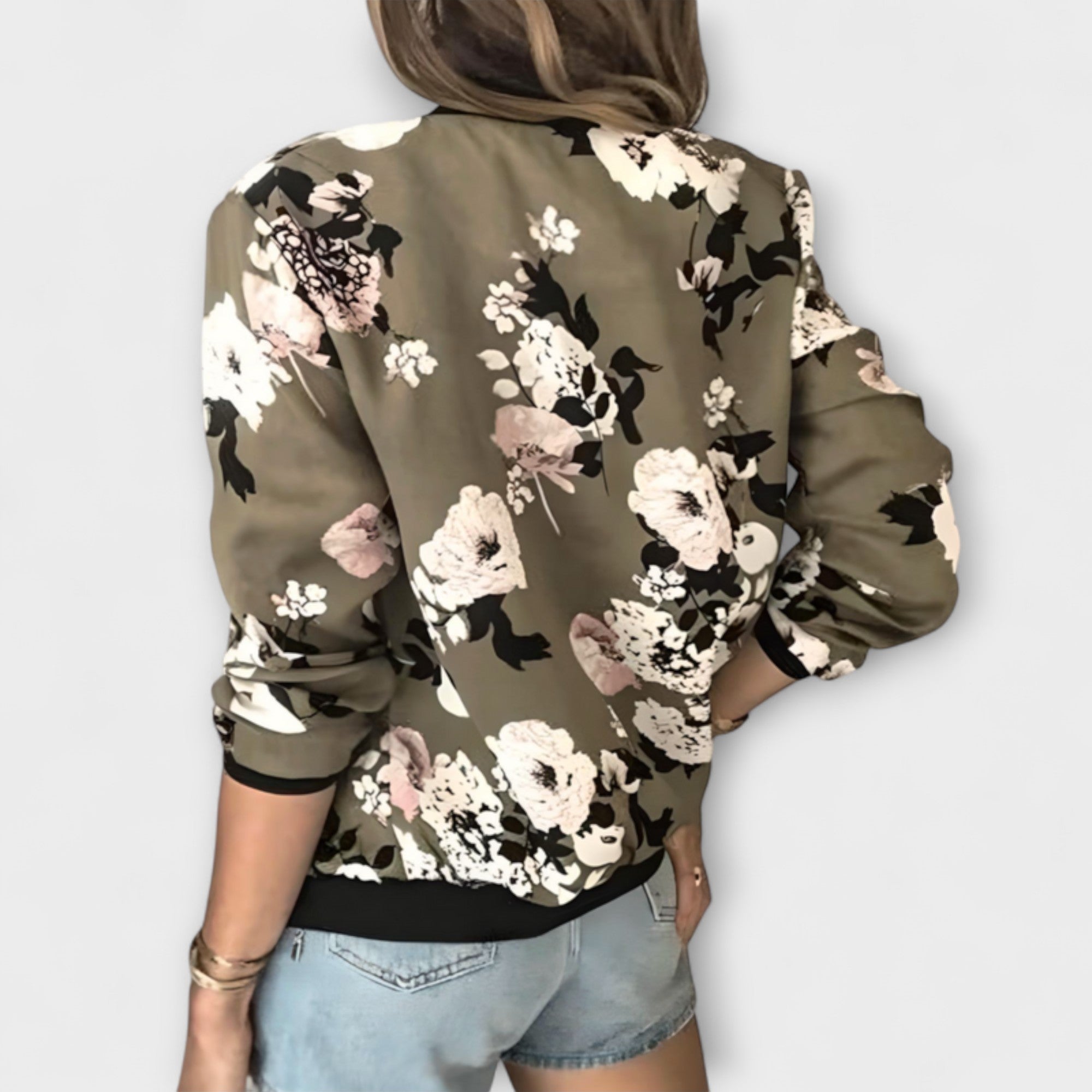 Elegantní bomber bunda Kararaina s květinovým vzorem — pohled 7